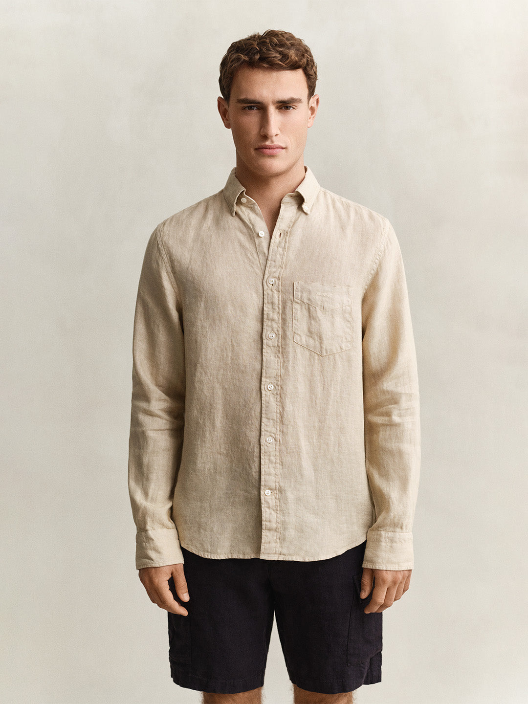 GANT Men Beige Garment Dyed Pure Linen Shirt