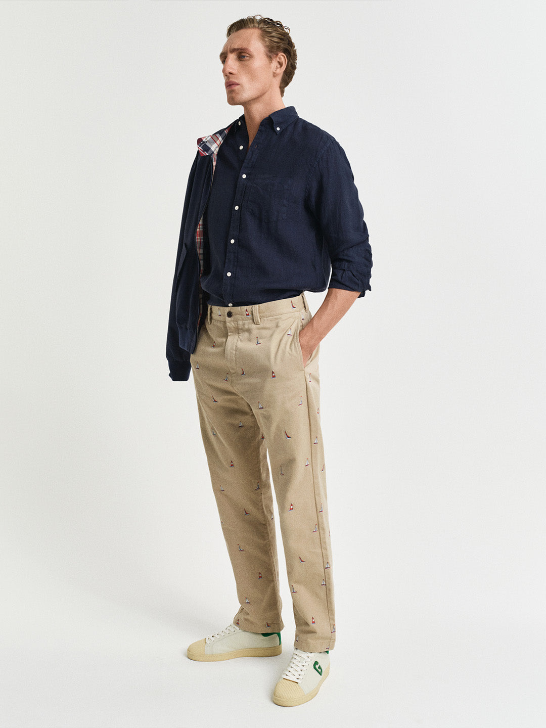 GANT Men Navy Blue Pure Linen Shirt