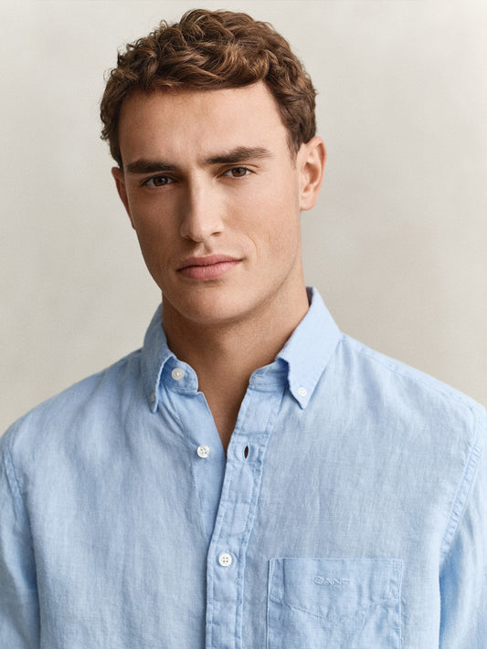 GANT Men Blue Garment Dyed Pure Linen Shirt