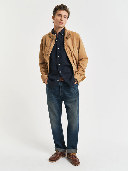 Gant Men Navy Blue Pure Linen Shirt