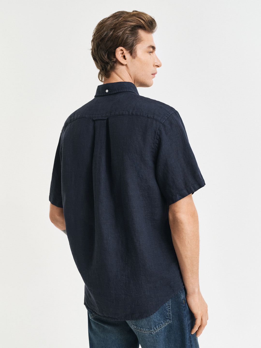 Gant Men Navy Blue Pure Linen Shirt