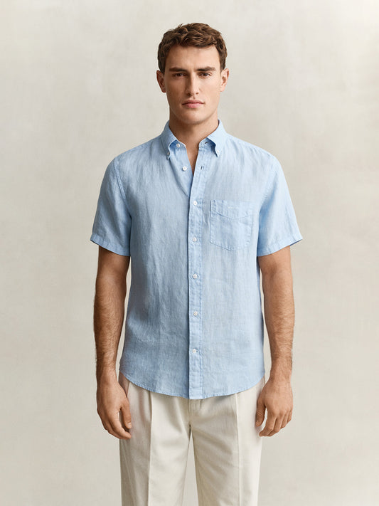 Gant Men Pure Linen Blue Shirt