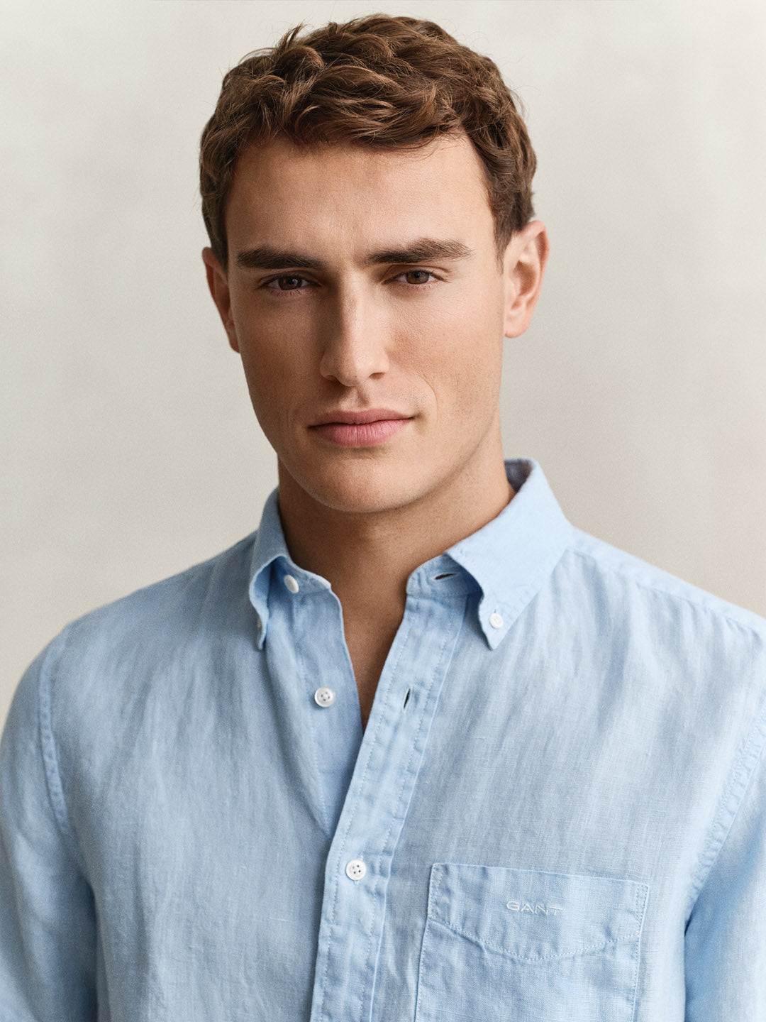 Gant Men Blue Solid Regular Fit Pure Linen Shirt