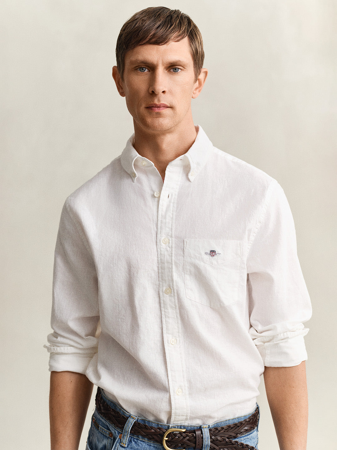 white linen shirt
