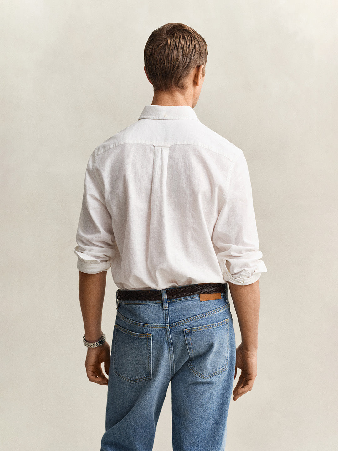 white linen shirt