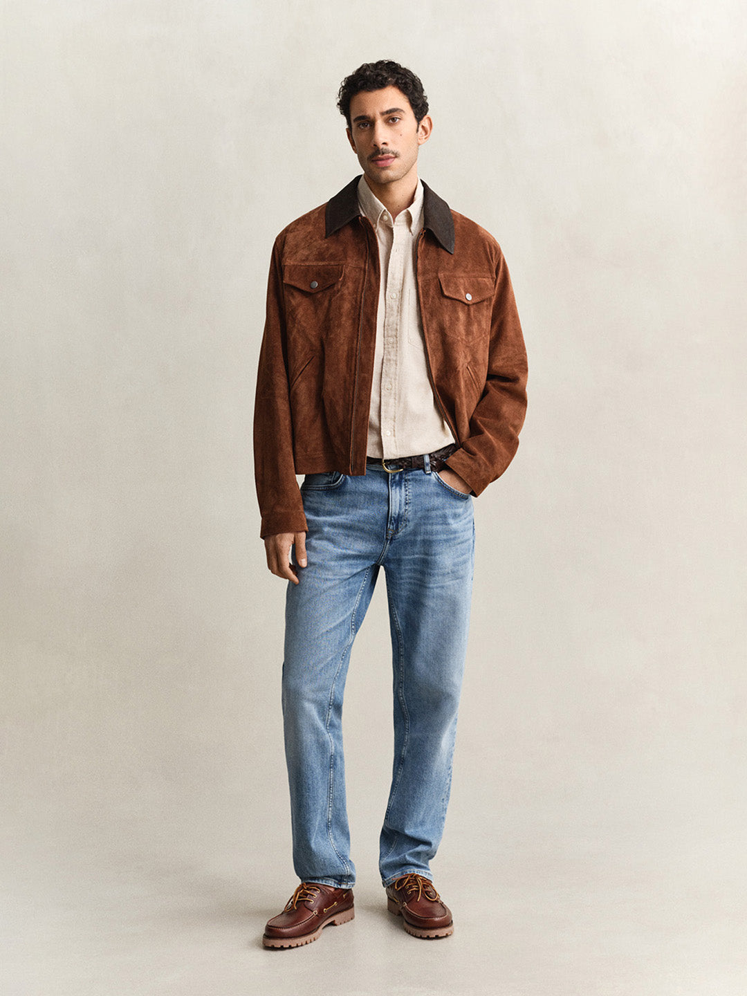Gant Men Beige Regular Fit Linen Shirt