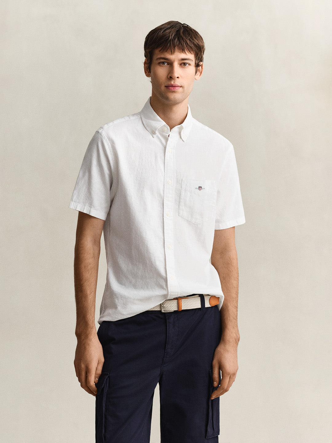 Gant Men White Regular Fit Linen Shirt