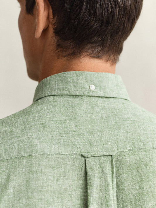 Gant Men Green Regular Fit Linen Shirt