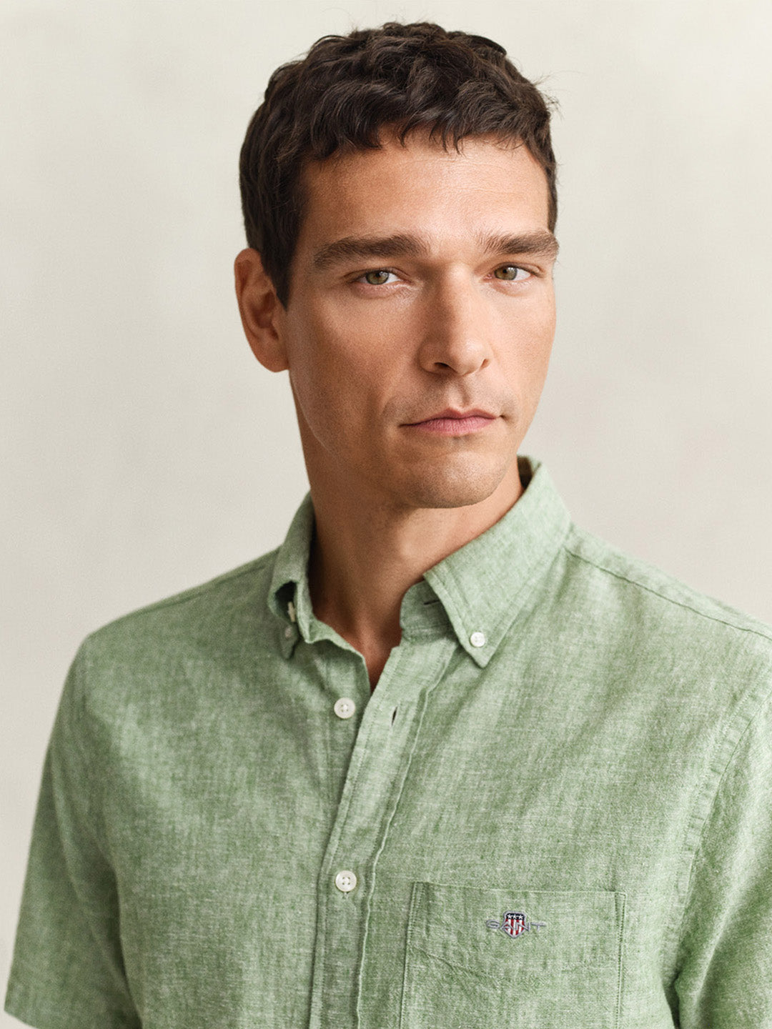 Gant Men Green Regular Fit Linen Shirt
