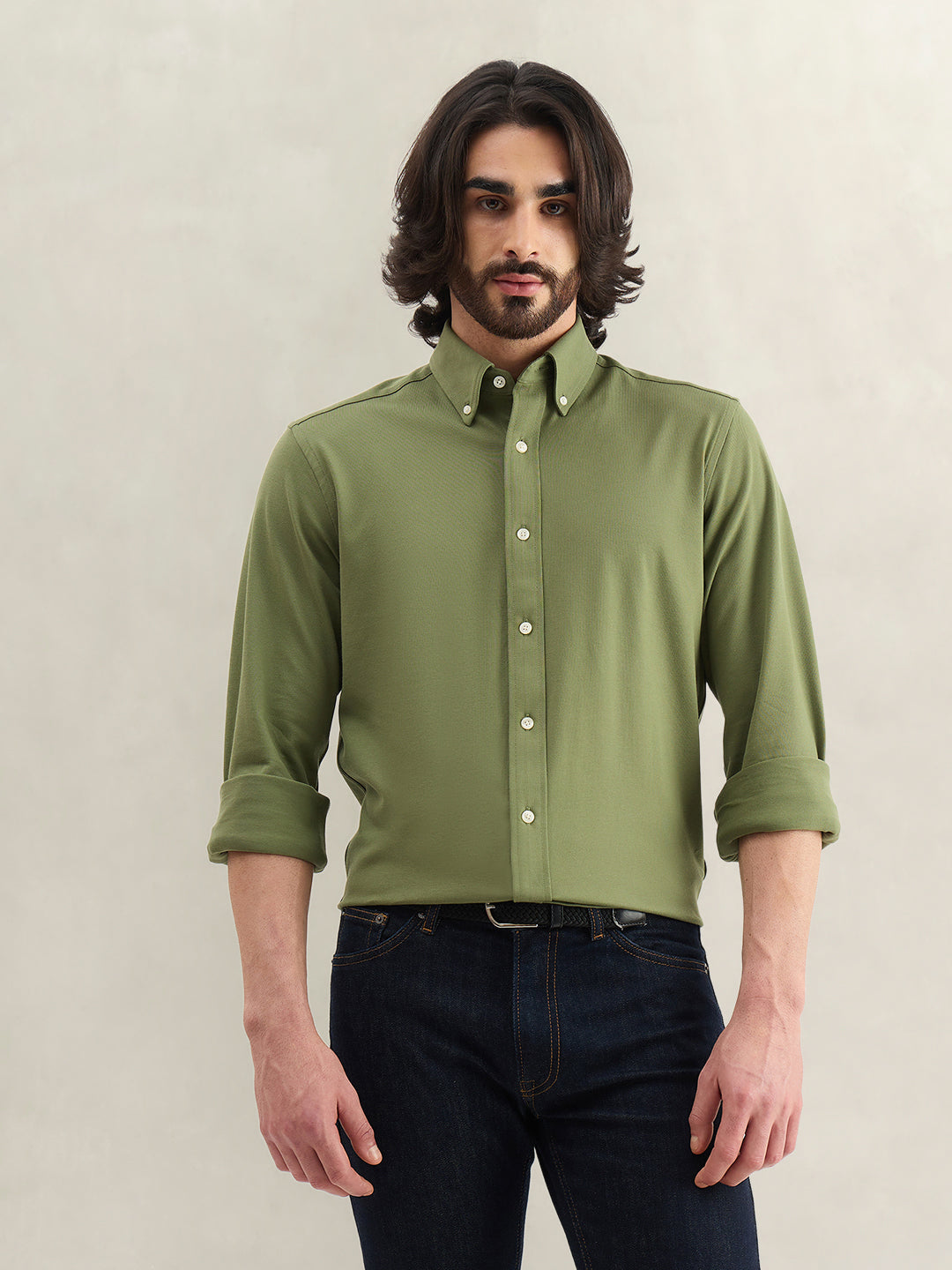 Gant Men Solid Green Shirt