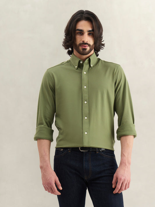 Gant Men Solid Green Shirt