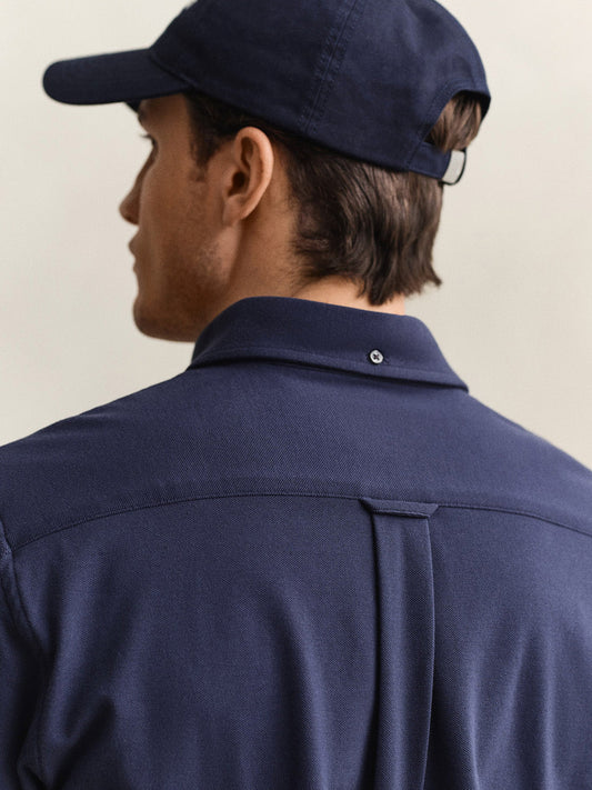 GANT Men Navy Blue Jersey Pique Stretch Shirt