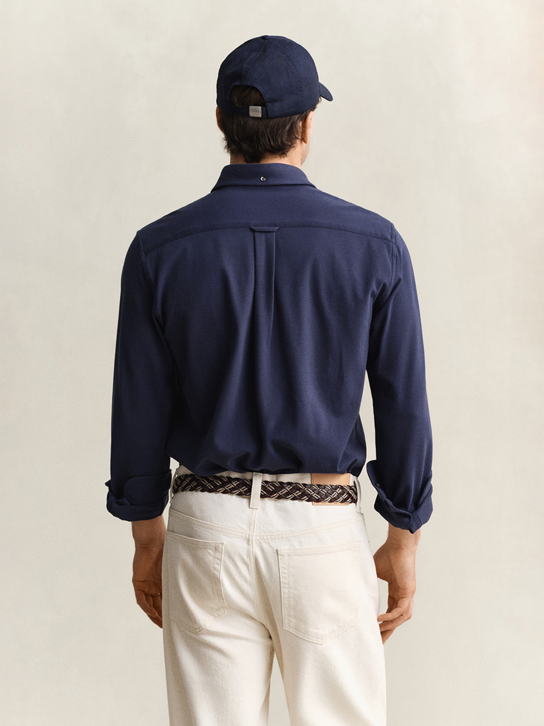 GANT Men Navy Blue Jersey Pique Stretch Shirt