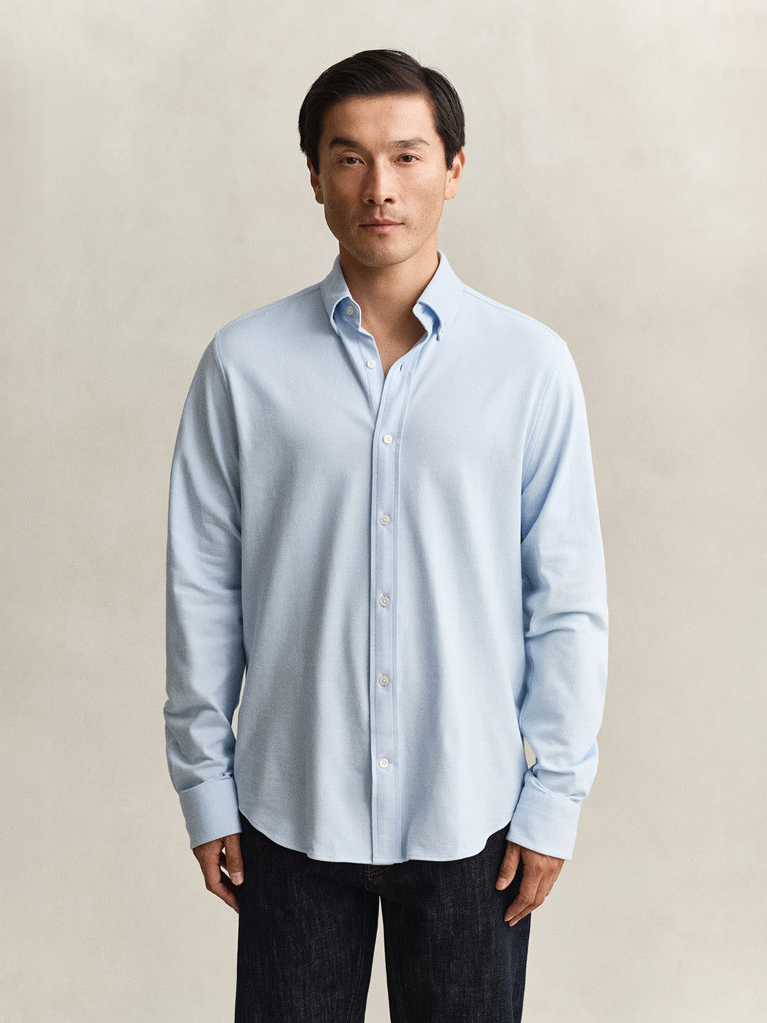 Gant Men Blue Solid Regular Fit Pique Shirt