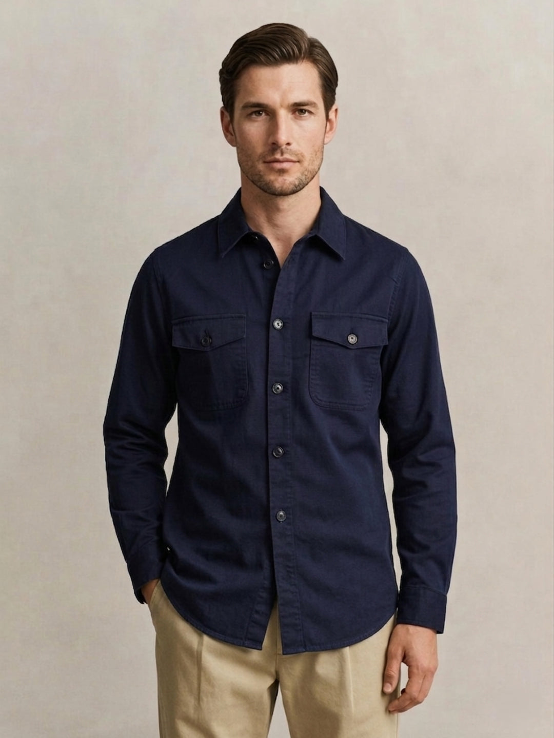 Gant Men Navy Blue Solid Shirt