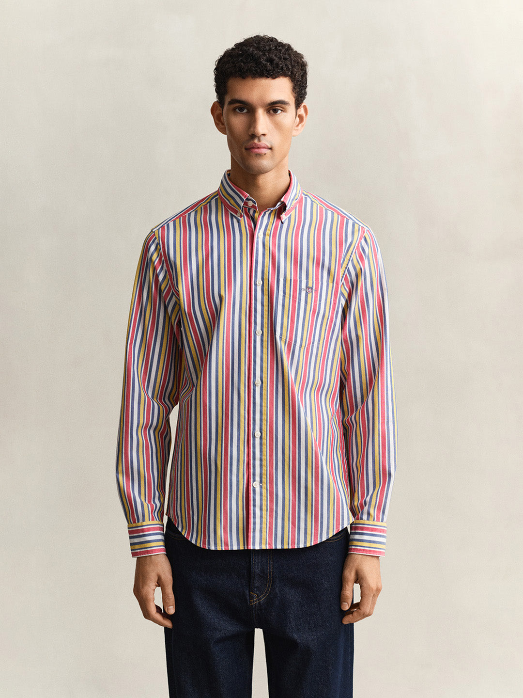 Gant Men Multicolor Striped Regular Fit Poplin Shirt