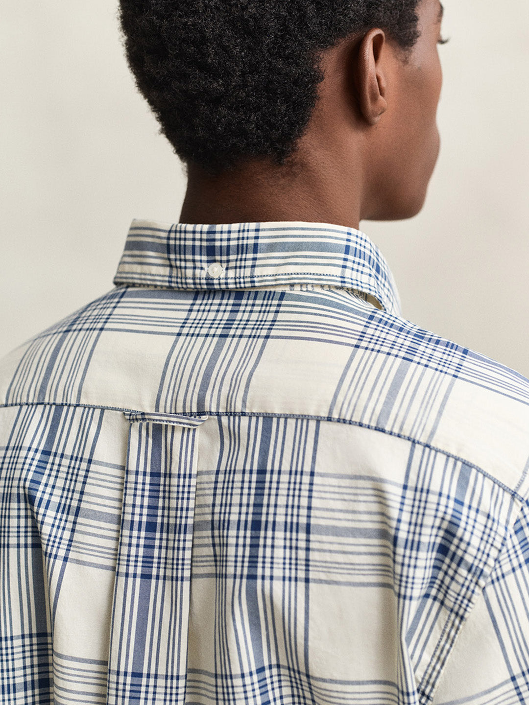 GANT Men Cream Checked Regular Fit Oxford Shirt