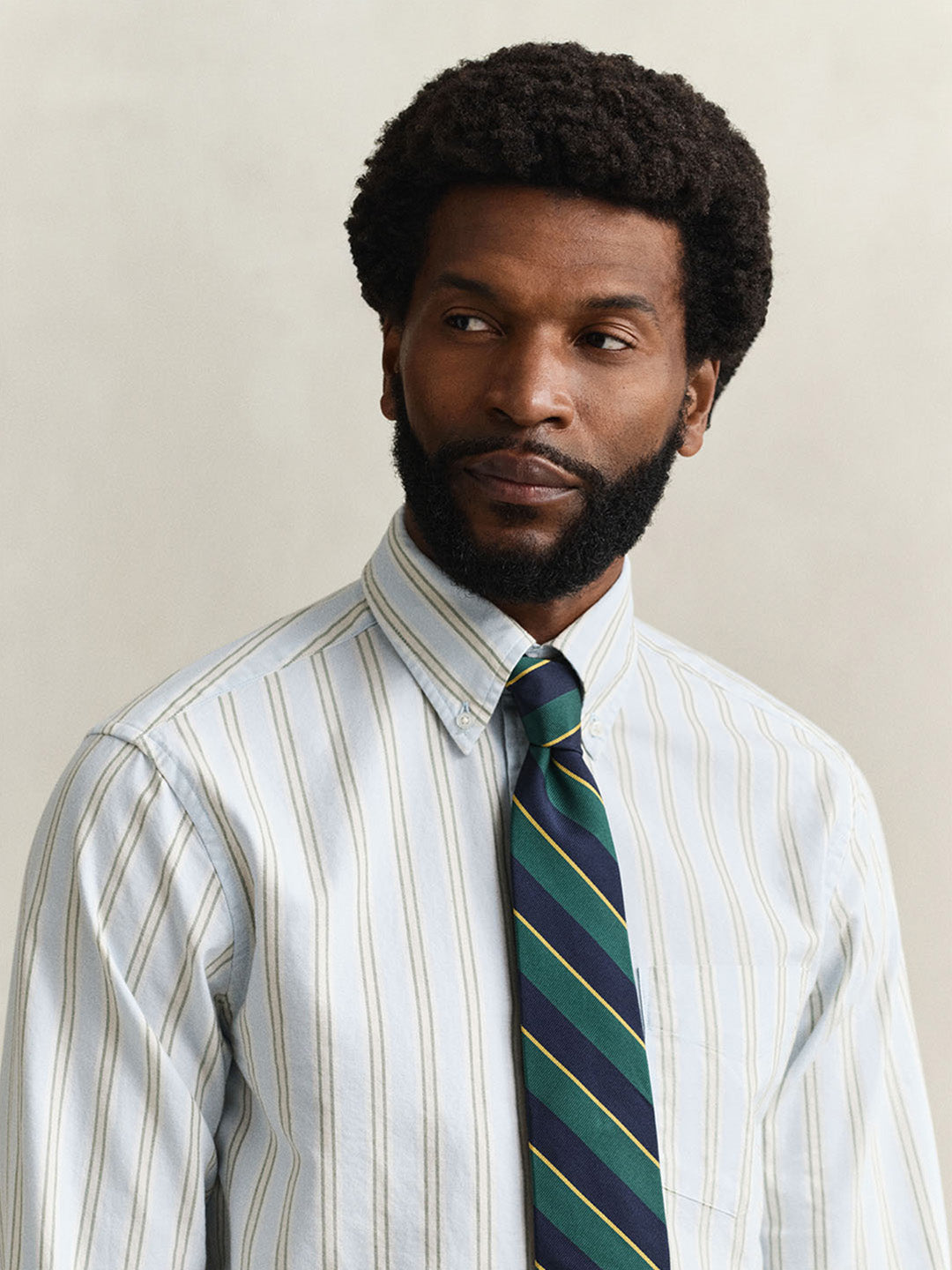 GANT Men Blue Striped Regular Fit Oxford Shirt