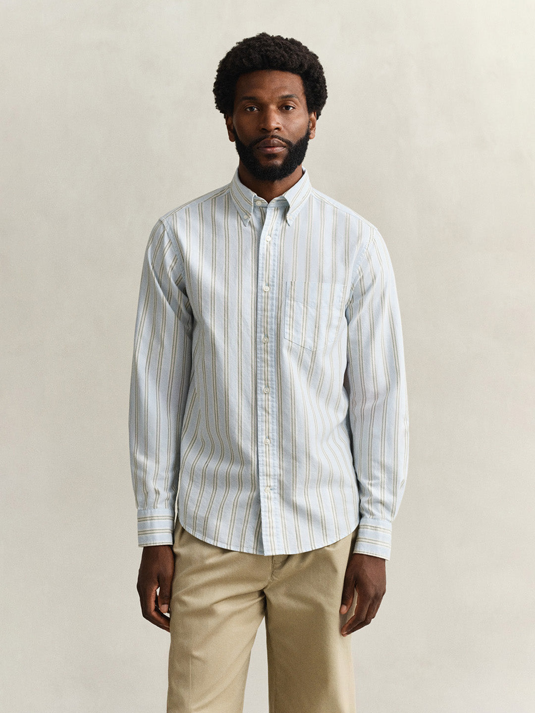 GANT Men Blue Striped Regular Fit Oxford Shirt