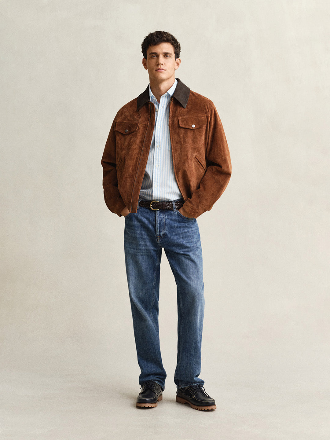 GANT Men Blue Striped Regular Fit Poplin Shirt