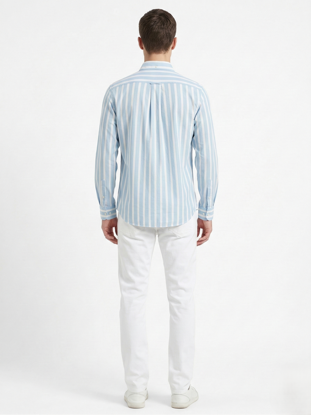 Gant Blue Cotton Striped Men Shirt