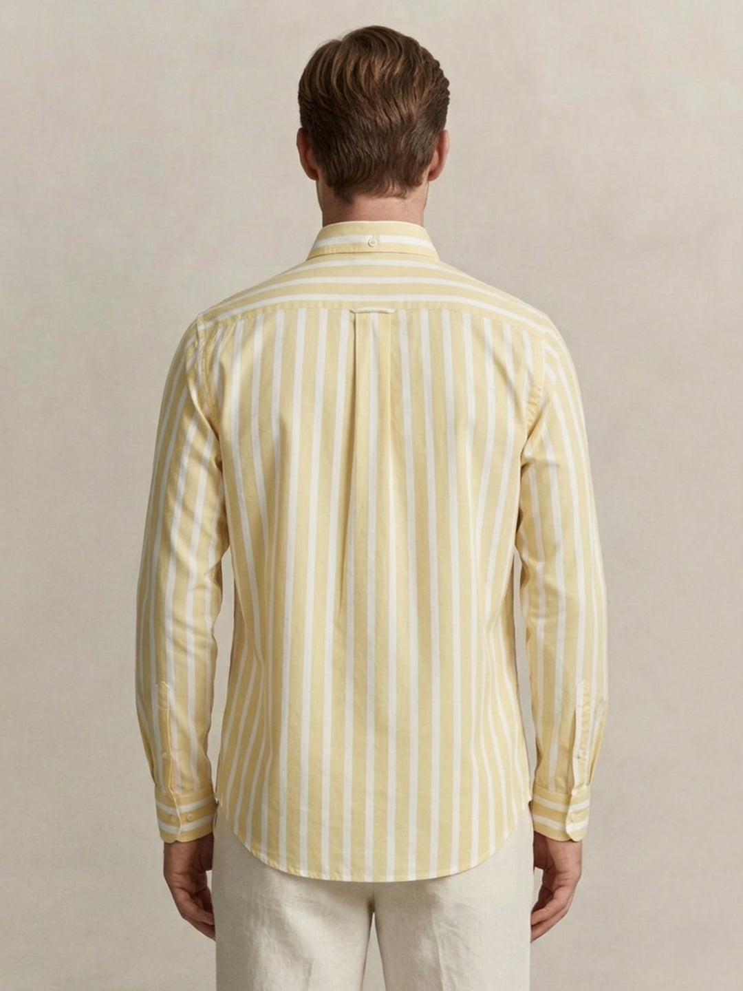 Gant Men Poplin Yellow Striped Classic Collar Shirt