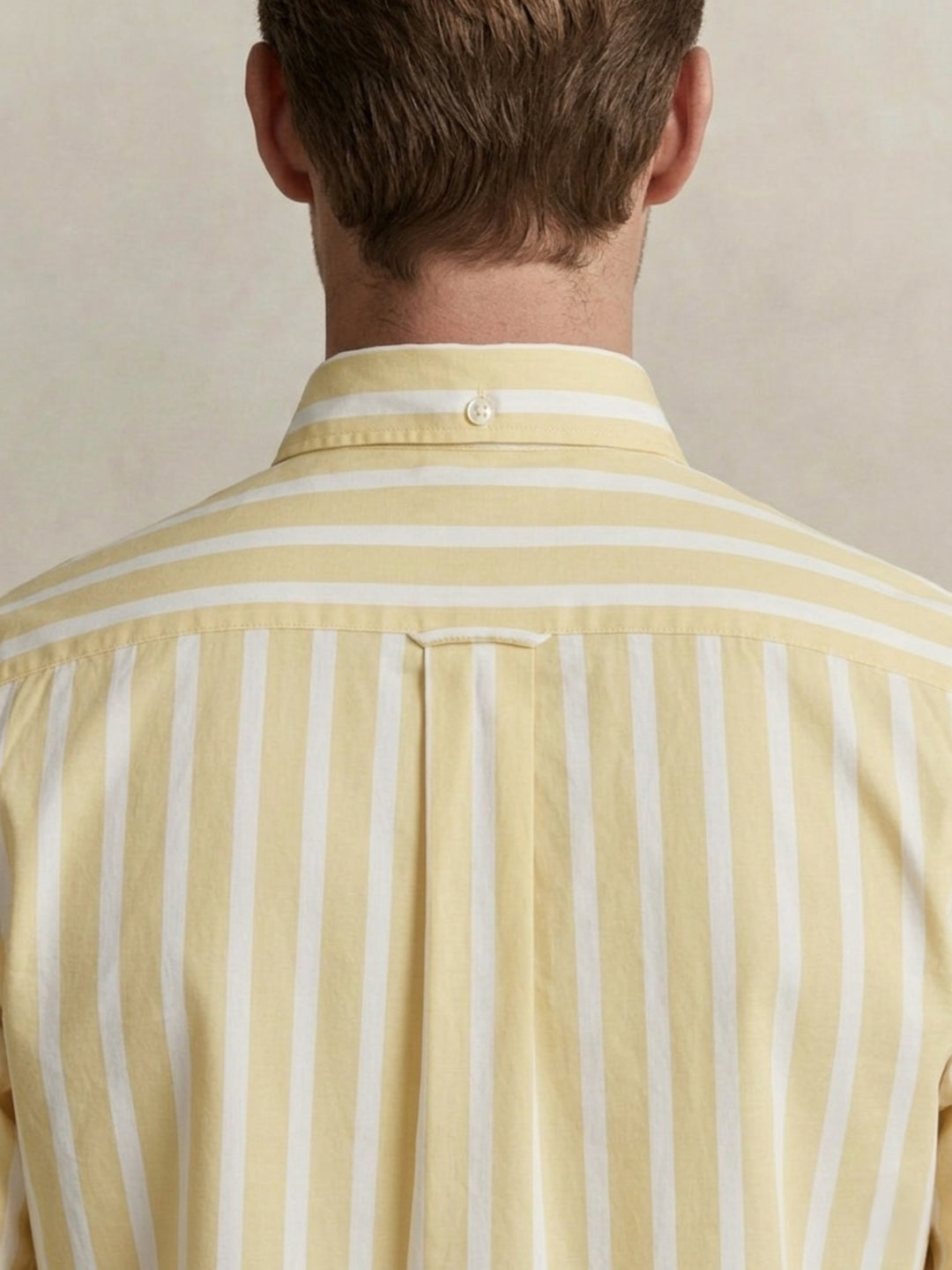 Gant Men Poplin Yellow Striped Classic Collar Shirt