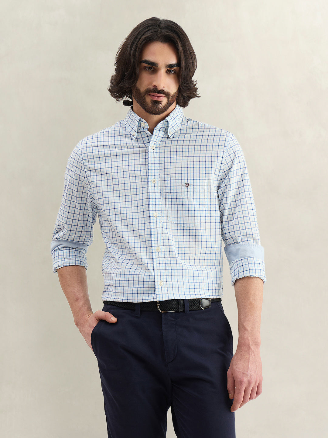Gant Men Checked Blue Shirt