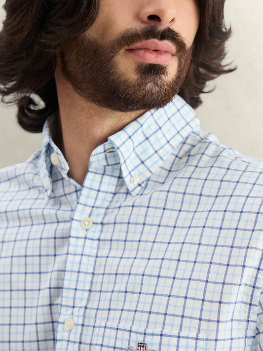 Gant Men Checked Blue Shirt
