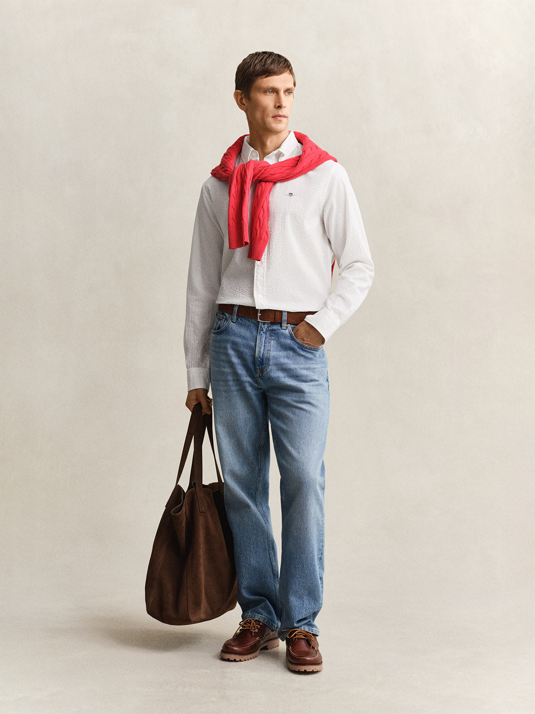 Gant Men White Solid Regular Fit Pure Cotton Shirt