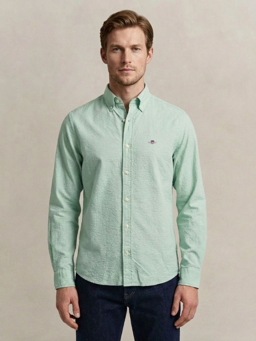 Gant Men Green Solid Regular Fit Pure Cotton Shirt