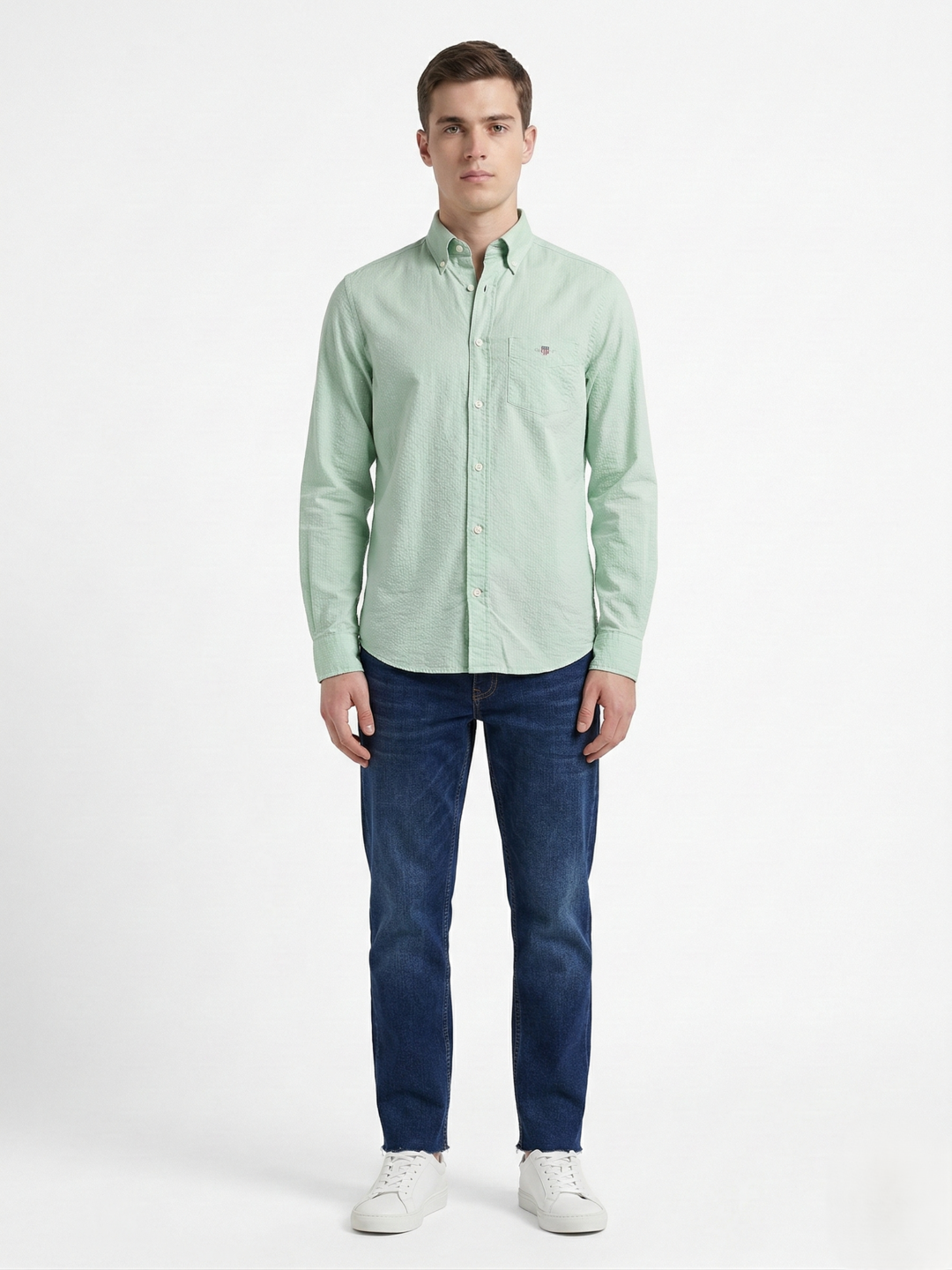 Gant Green Cotton Solid Men Shirt