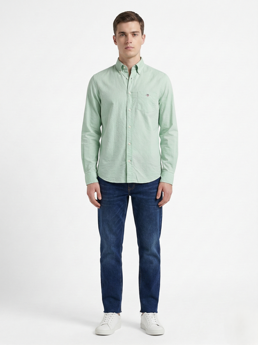 Gant Green Cotton Solid Men Shirt