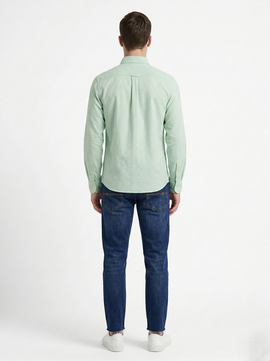 Gant Green Cotton Solid Men Shirt