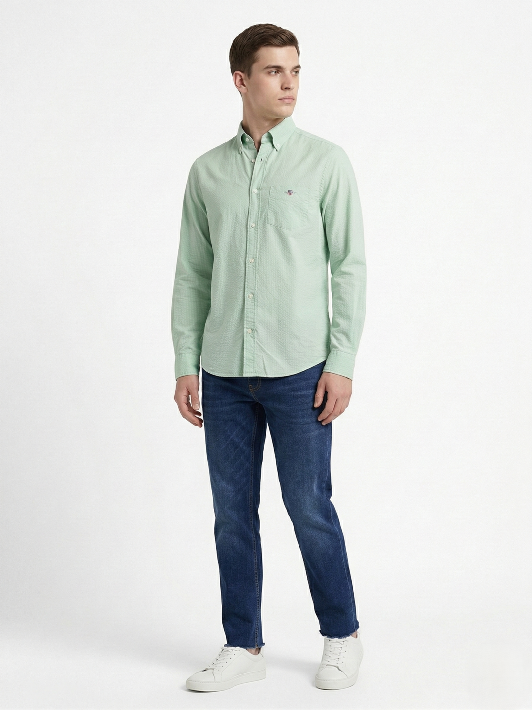 Gant Green Cotton Solid Men Shirt