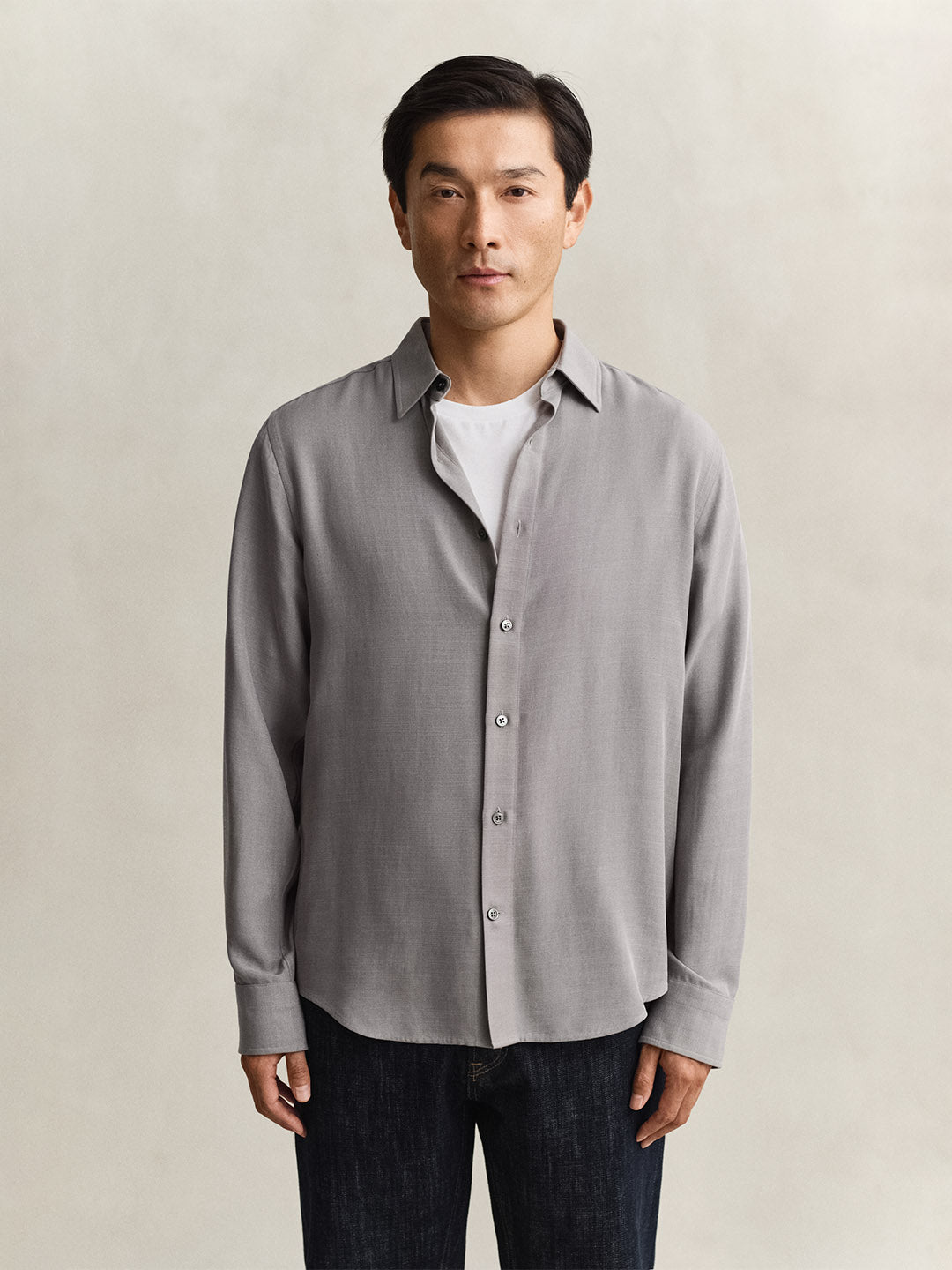 Gant Men Grey Solid Regular Fit Shirt