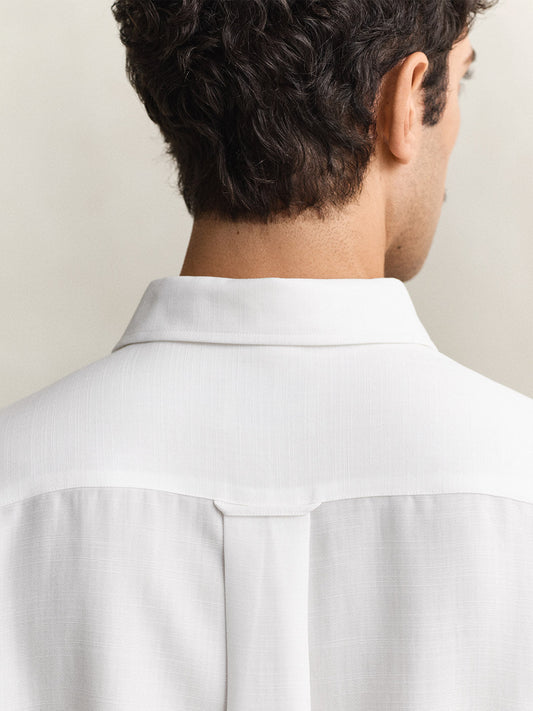 Gant Men White Regular Fit Lyocell Shirt