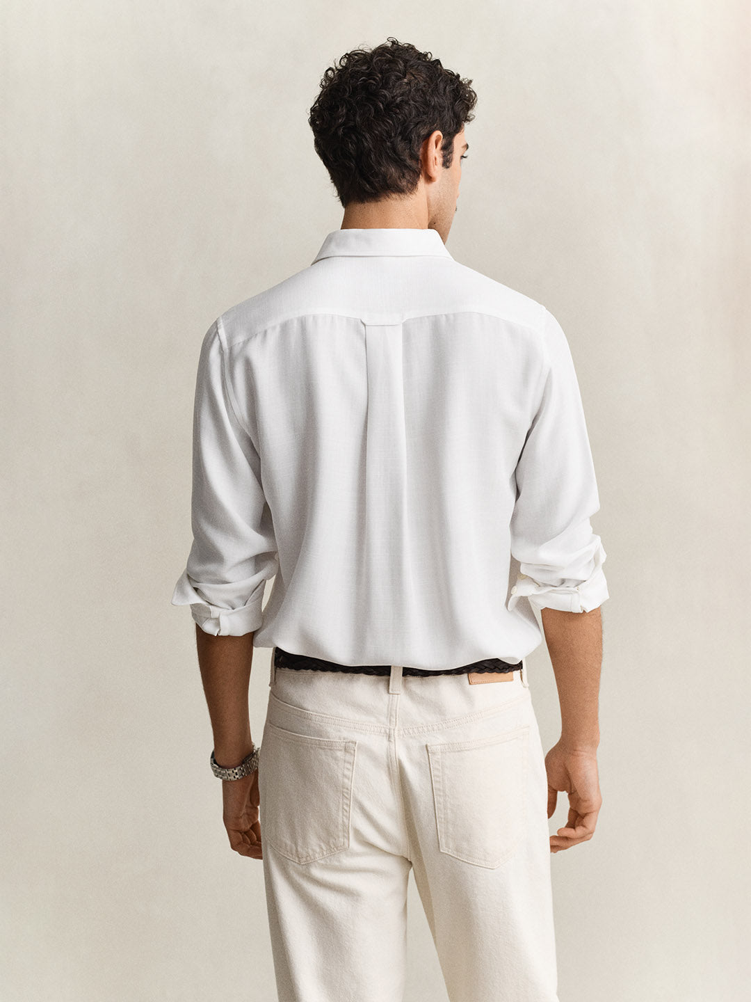 Gant Men White Regular Fit Lyocell Shirt