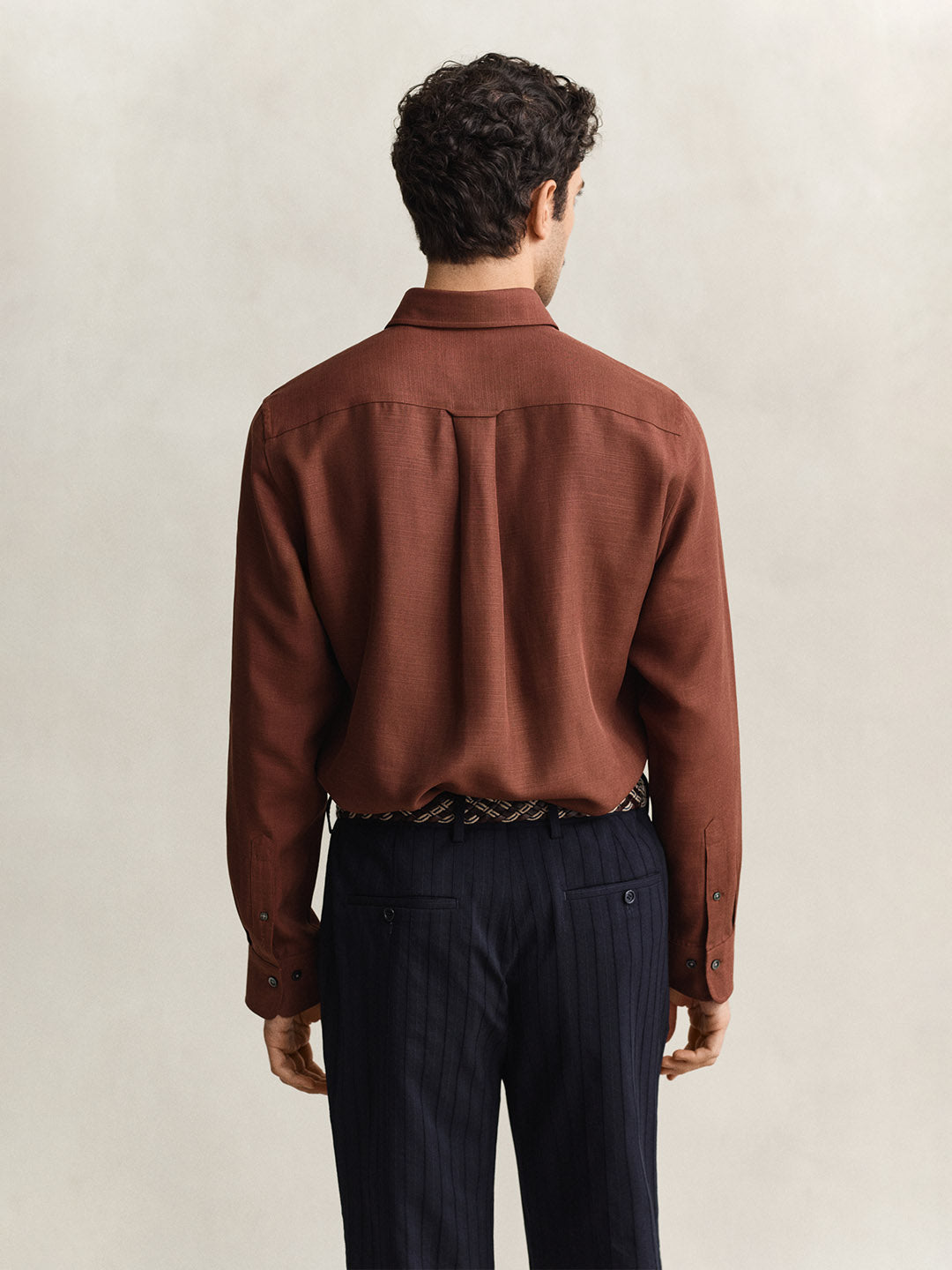 Gant Men Brown Regular Fit Lyocell Shirt