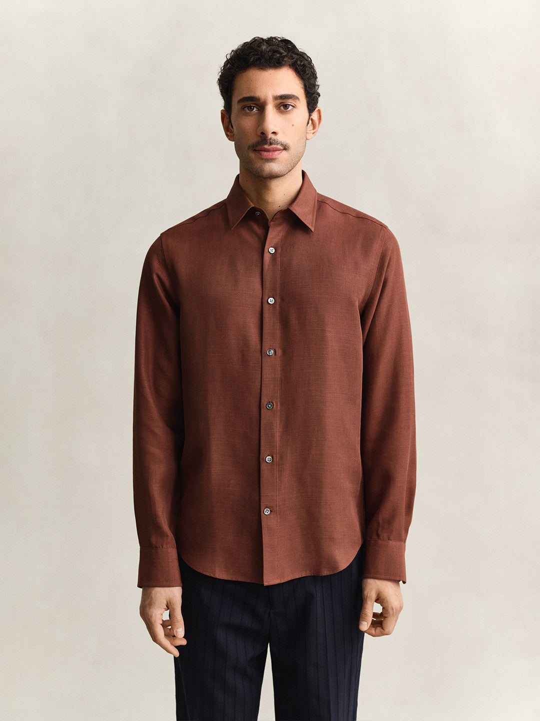 Gant Men Brown Solid Regular Fit Shirt