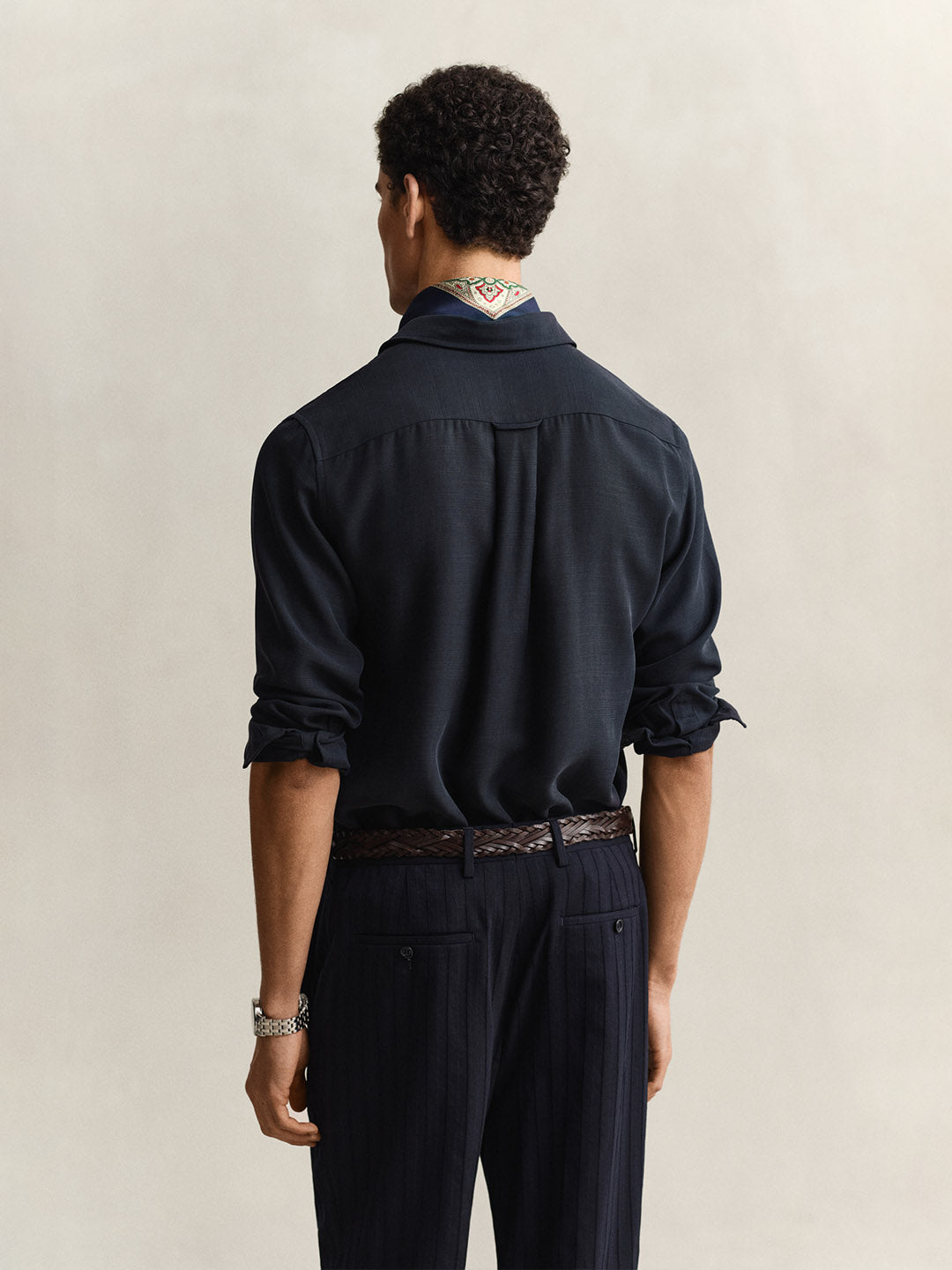 Gant Men Navy Blue Solid Regular Fit Shirt