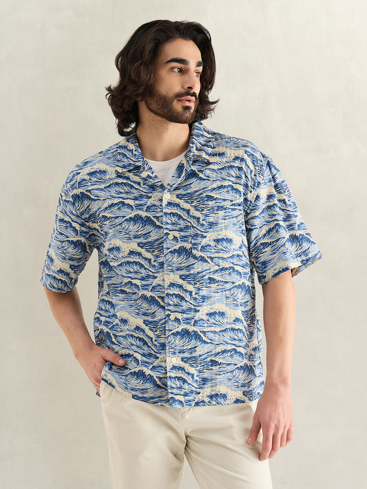 Gant Men Blue Printed Shirt