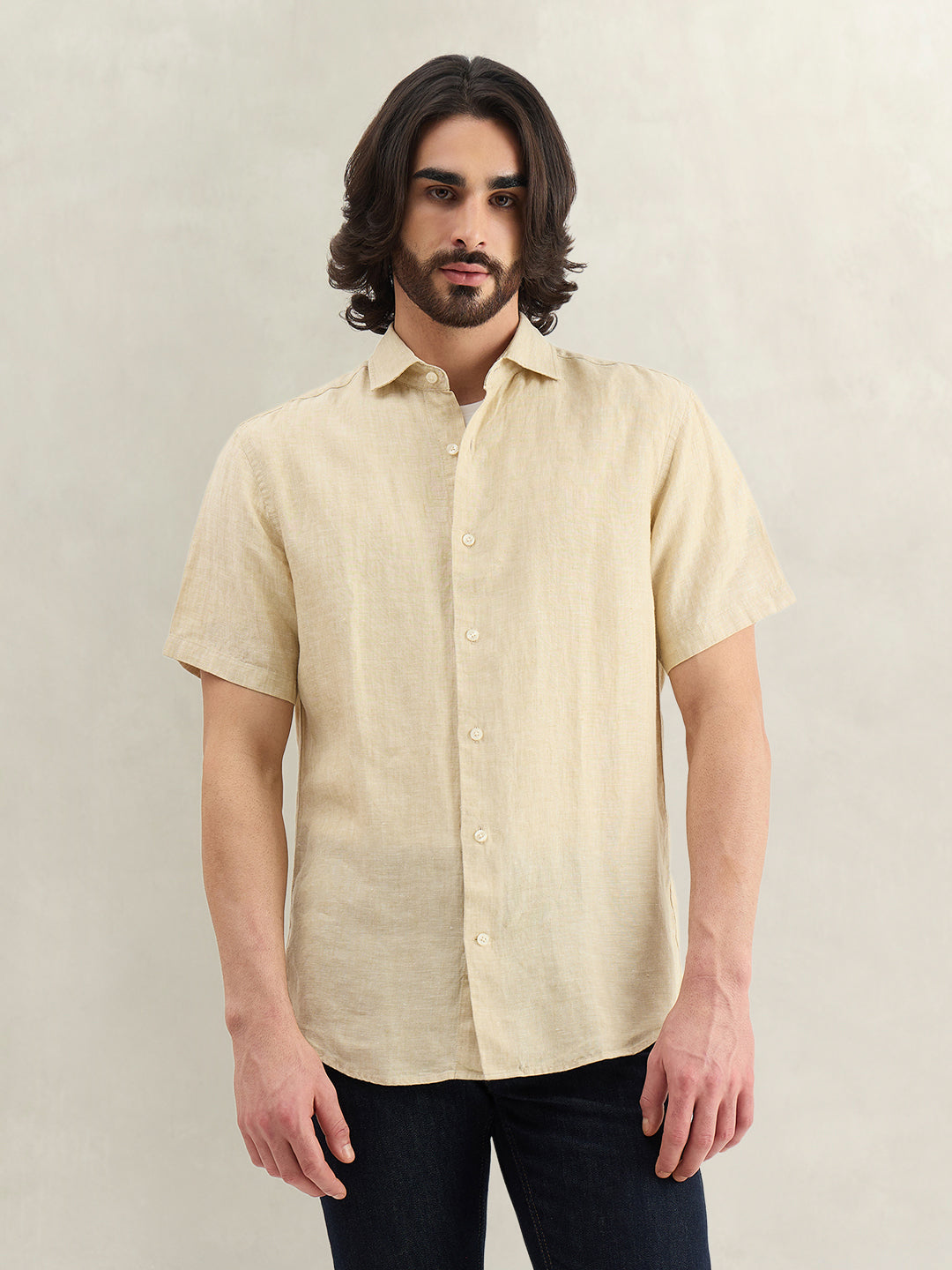 Gant Men Solid Beige Shirt