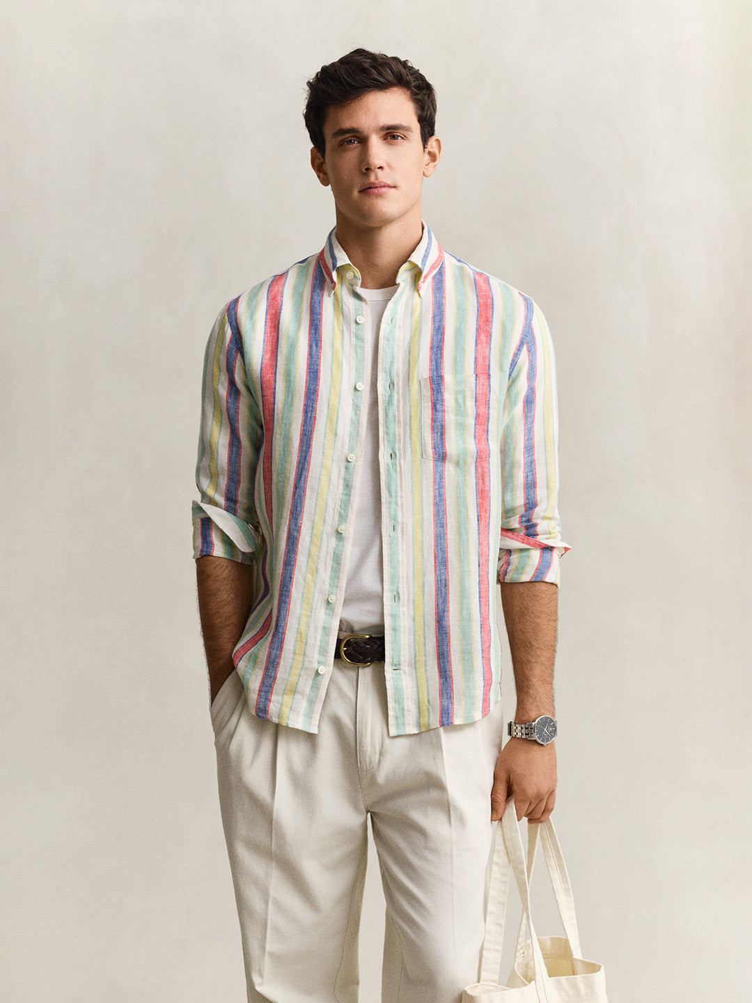 GANT Men Multicolour Striped Linen Shirt