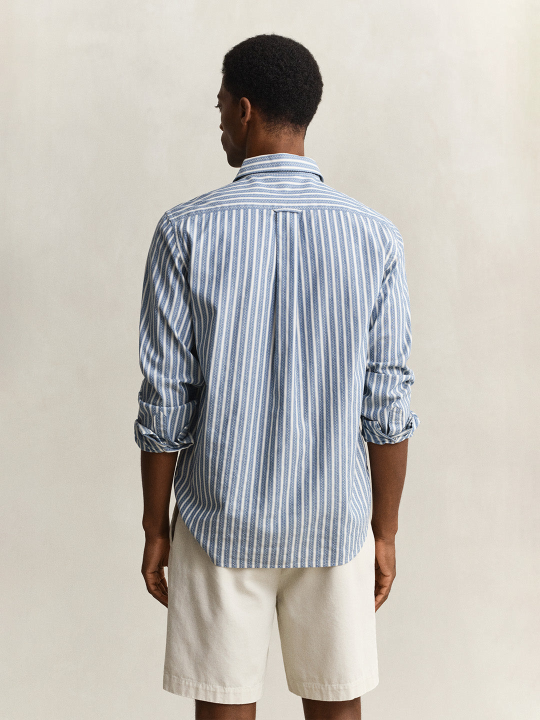 GANT Men Blue Dobby Striped Cotton Shirt