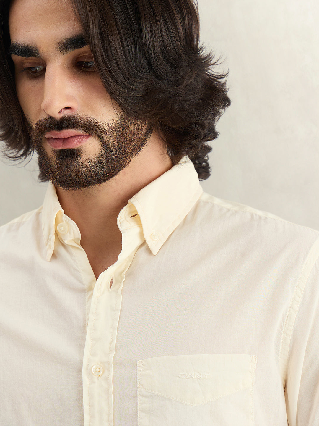 Gant Men Solid Cream Shirt