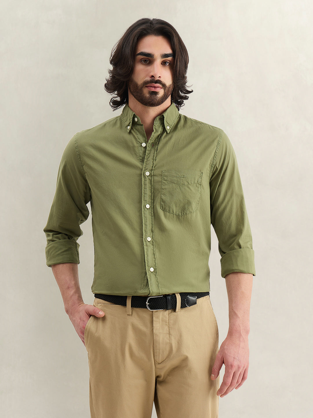 Gant Men Solid Green Shirt
