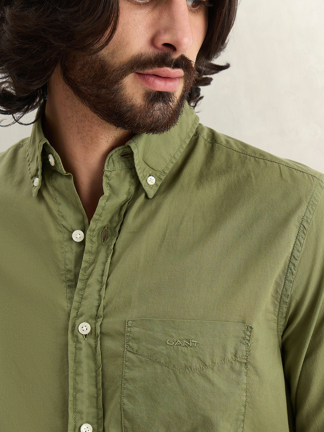 Gant Men Solid Green Shirt
