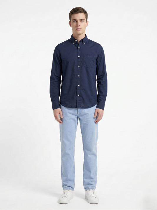 Gant Blue Cotton Solid Shirt