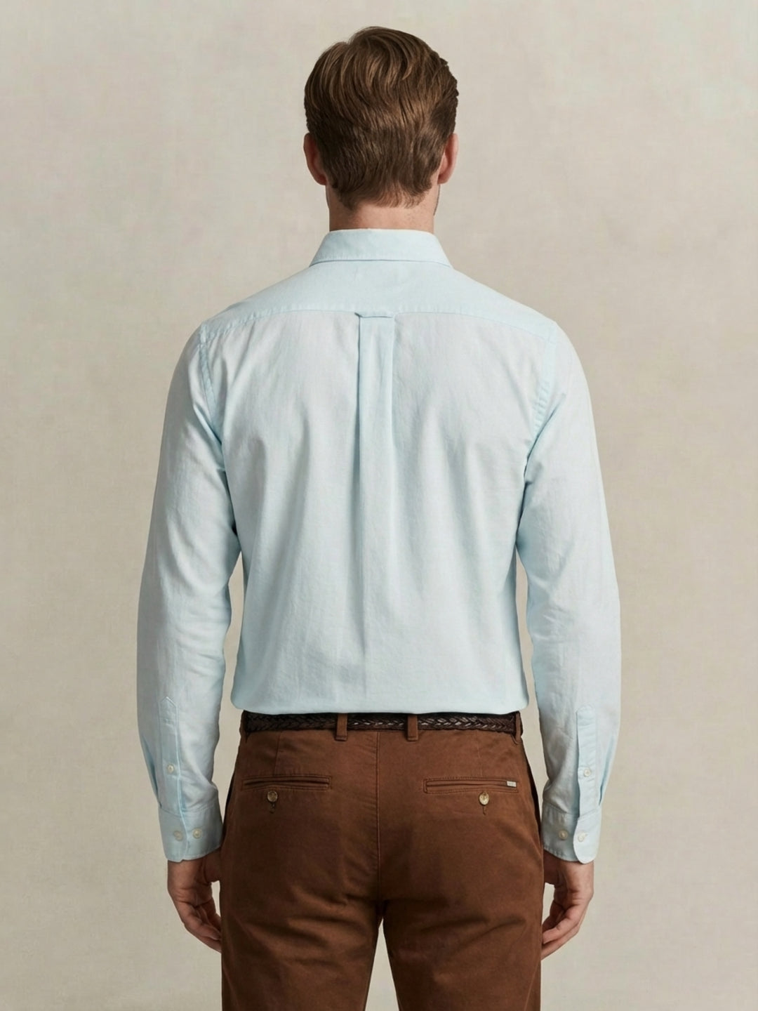 Gant Men Light Blue Solid Regular Fit Classic Poplin Shirt